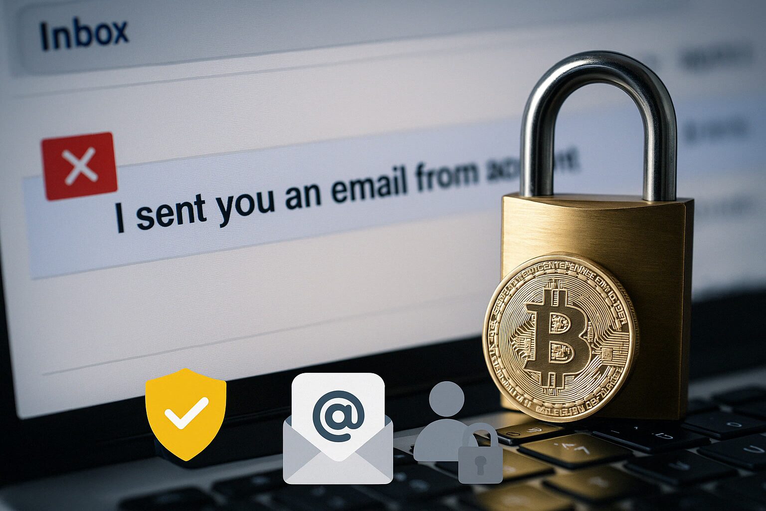 sextorsion-correo-electronico-2025-email-bitcoin Correo de sextorsión por email con mensaje falso y símbolo de Bitcoin en primer plano